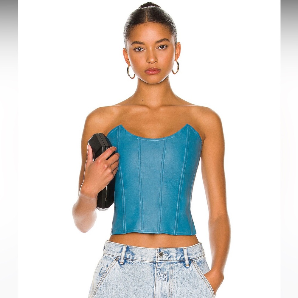 Leia Faux Leather Corset in Teal
Miaou